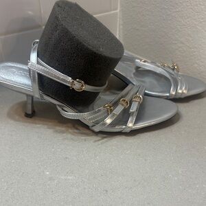 Coutgo Elegant Silver Strappy Heels size 9